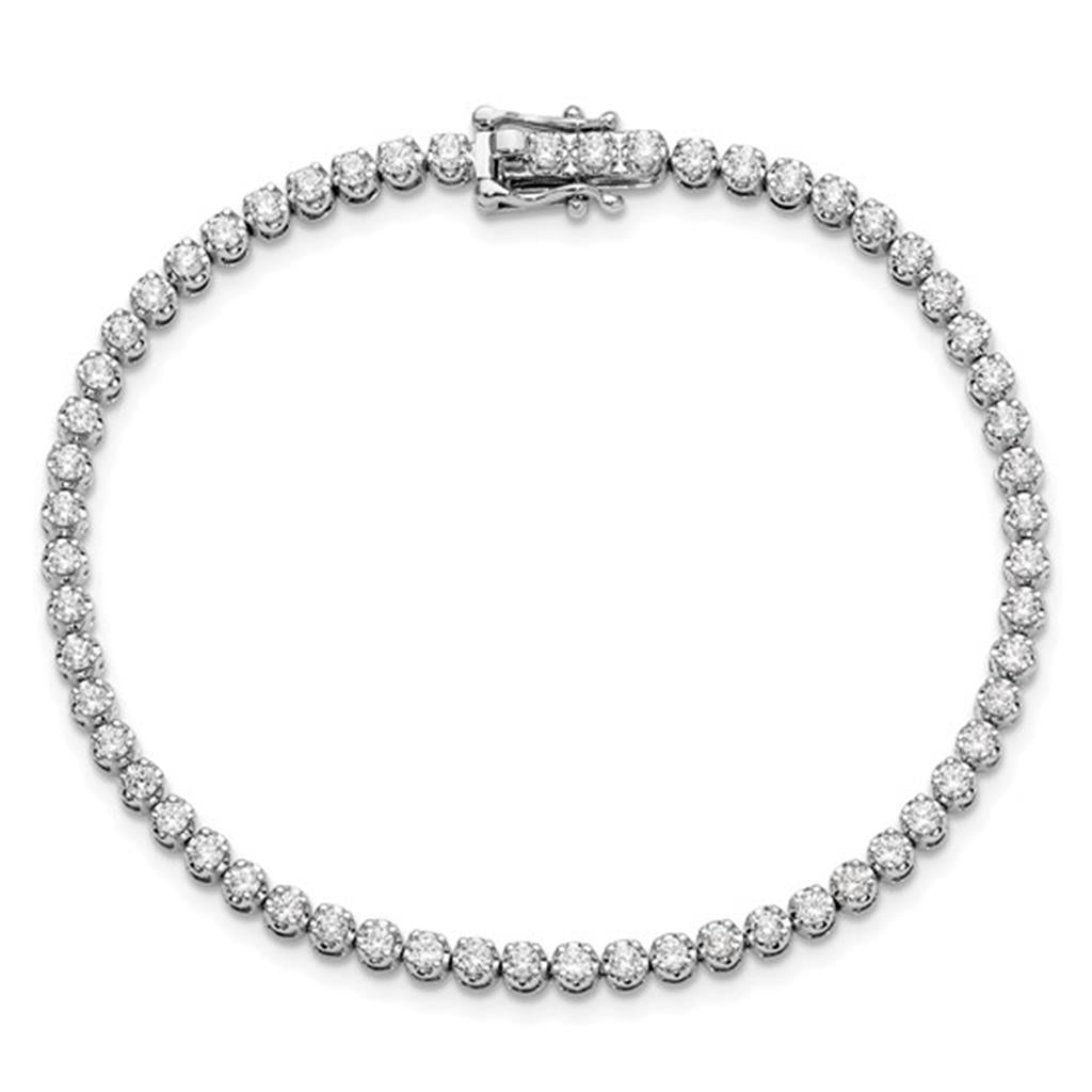 Tennis Bracelet Lab Grown Diamond 14 KT White With 3.00 tcw Round Lab Diamonds 7" Long