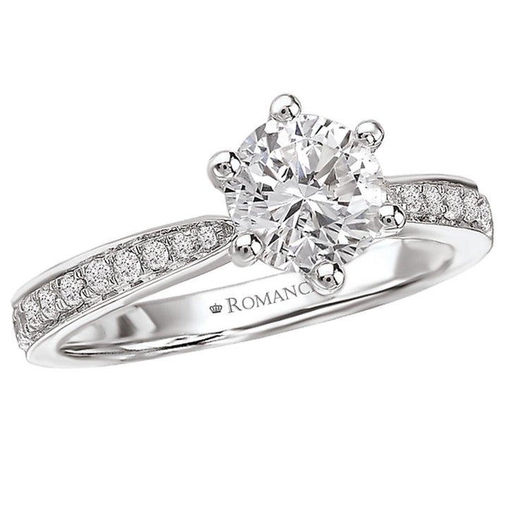 Solitare Accent Style Diamond Engagement Ring 14 Karat Gold White 
(Center Stone Not Included)