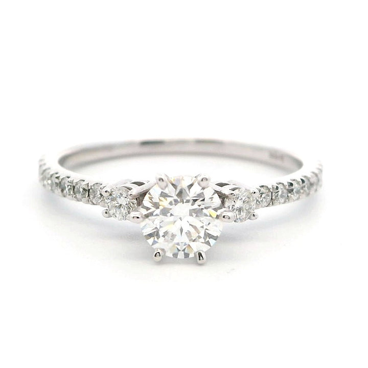 .54CT Round Lab Diamond 14KT White Gold Three Stone Style Engagement Ring
