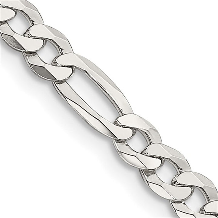White Sterling Silver 4.5 MM Figaro Chain 24" Long