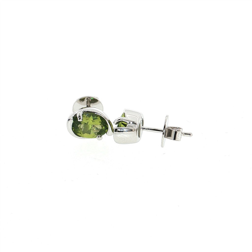Sterling Silver Post Earrings With Colored Stone