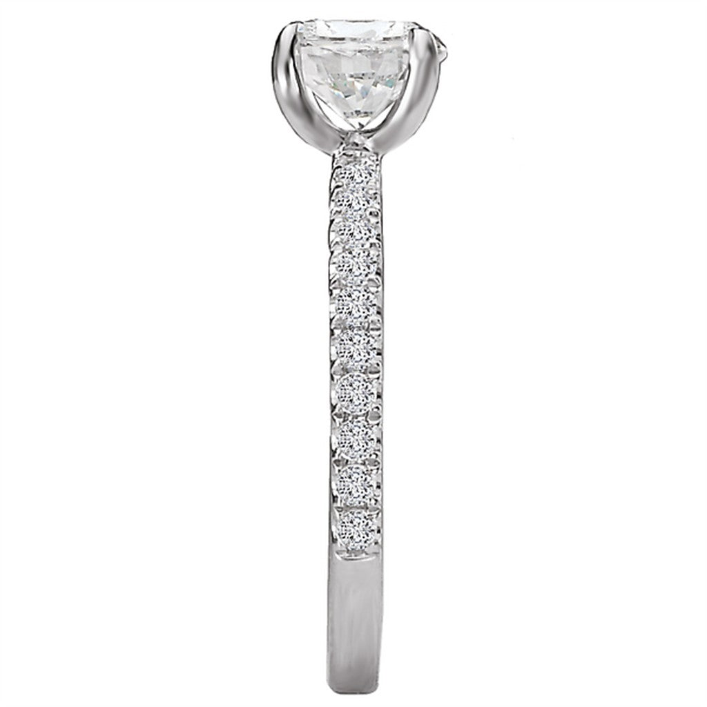 Solitare Accent Style Diamond Engagement Ring Sterling Silver White 
(Center Stone Not Included)