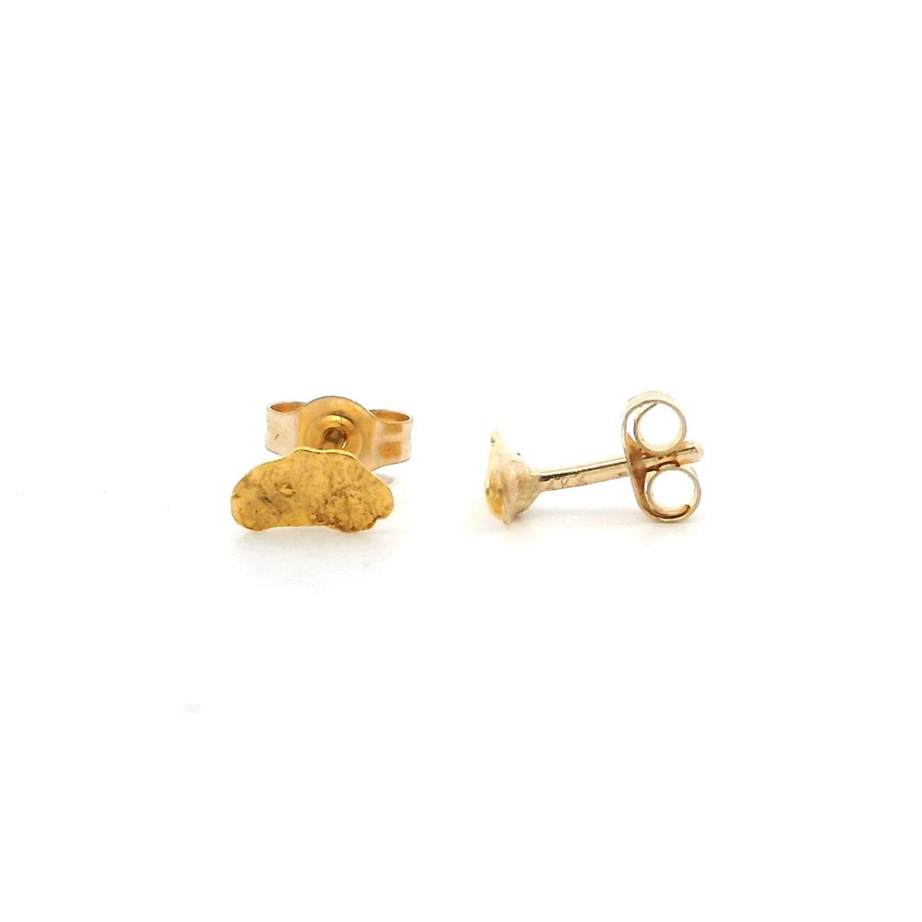 Earrings Alaskana Nugget Post 14 Karat Gold & Alaskan Gold Nugget 0.2 DWT