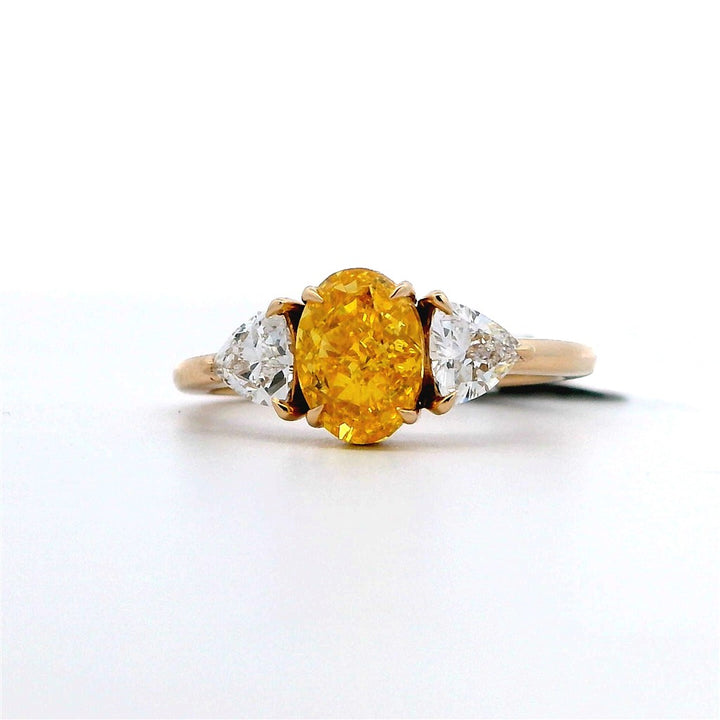 Lab Diamond Three Stone Lab Diamond Engagement Ring 14 Karat Yellow 1.37 Carat Total Weight