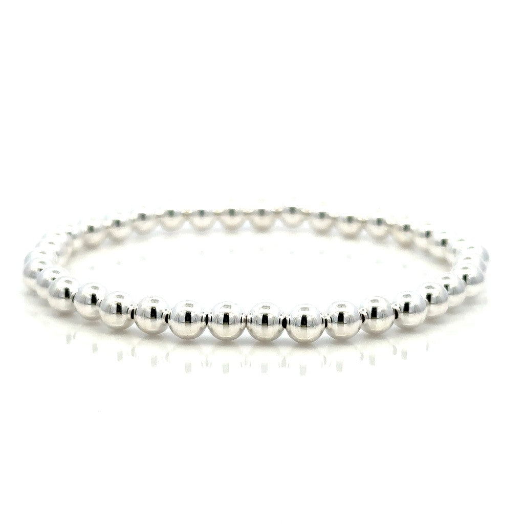 Stretch Silver Bracelet NN mm wide Sterling Silver White Color 7" Long