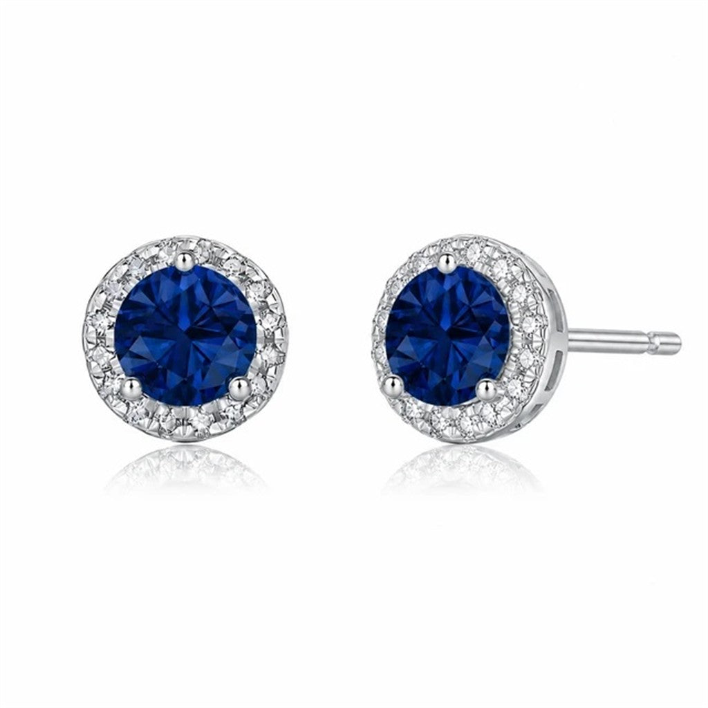 Sterling Silver Post Earrings With Colored Stone