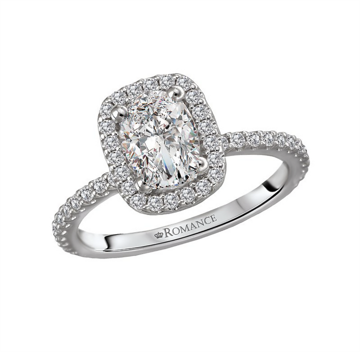 Halo Style Diamond Engagement Ring Sterling Silver White 
(Center Stone Not Included)