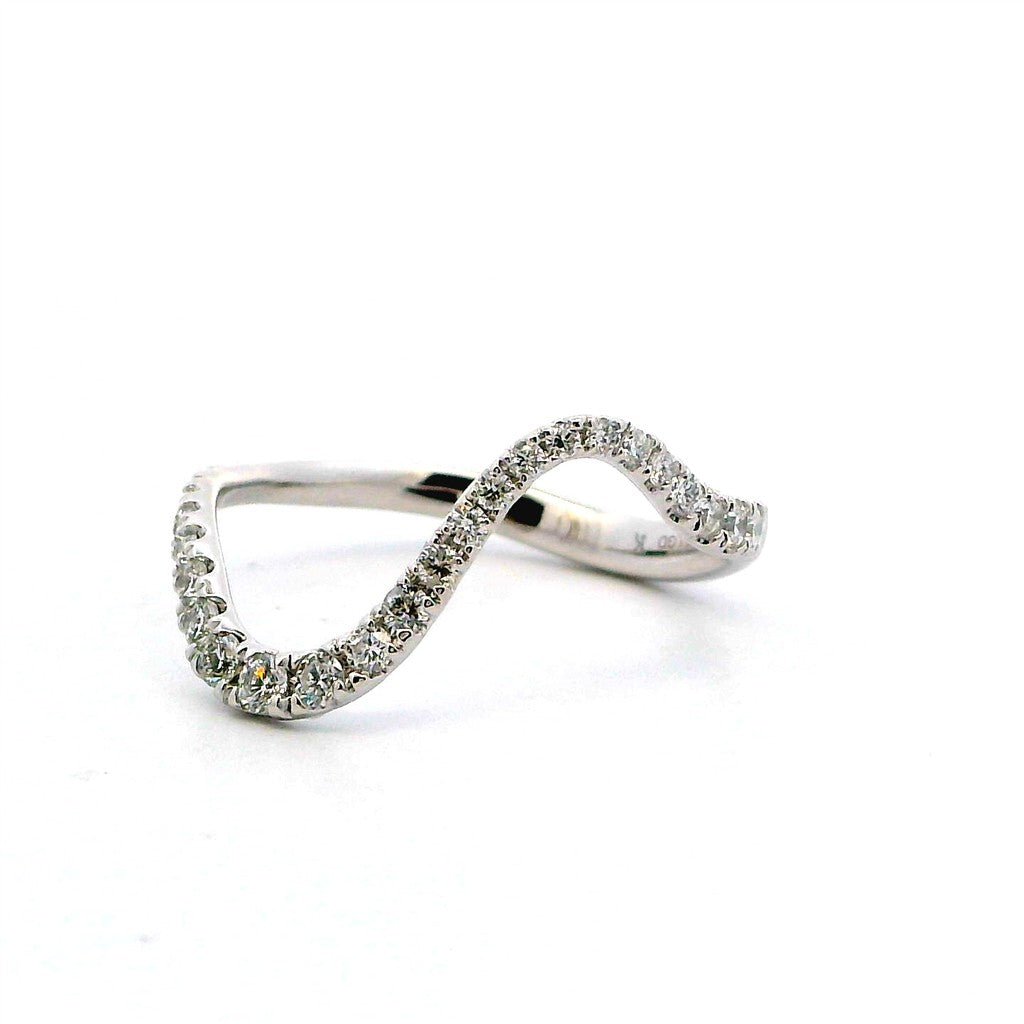 Wavy Channel Style Womens Wedding Band Lab Diamond 14 Karat Gold White with Lab Diamonds size 6.5