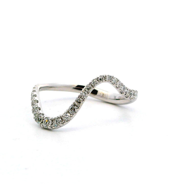 Wavy Channel Style Womens Wedding Band Lab Diamond 14 Karat Gold White with Lab Diamonds size 6.5
