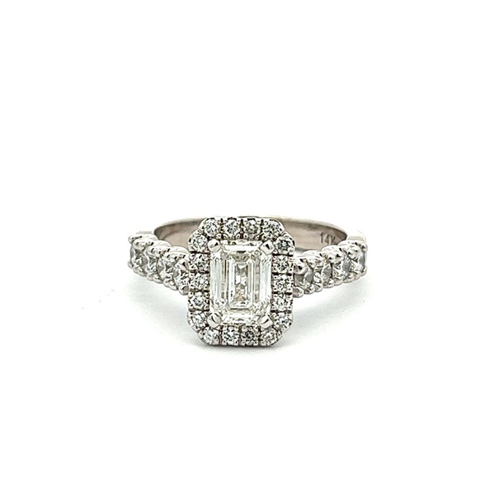 Halo Style Lab Diamond Engagement Ring14 Karat Gold White