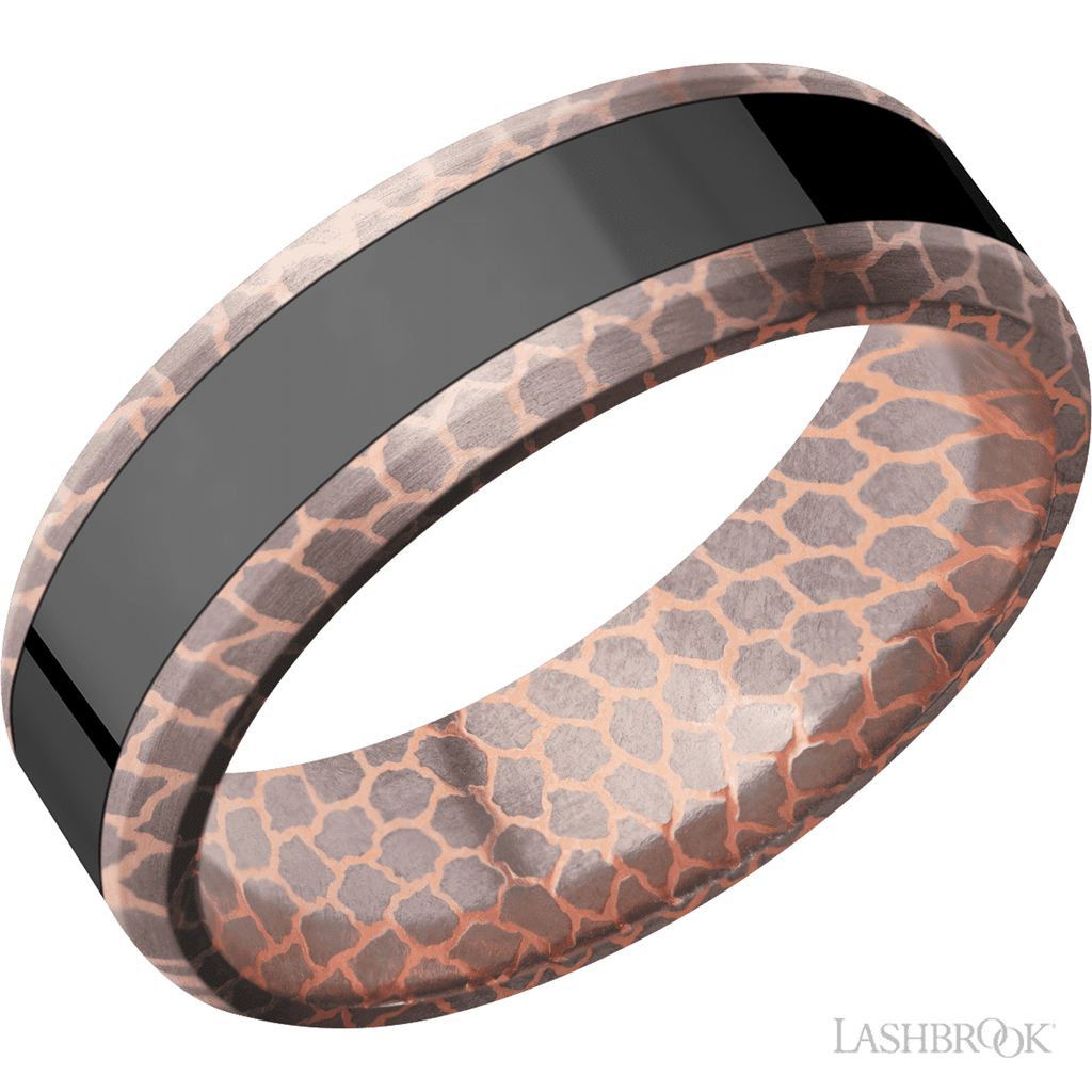 Rose & Black Superconductor Alternative Metal Ring 8mm wide Size 10