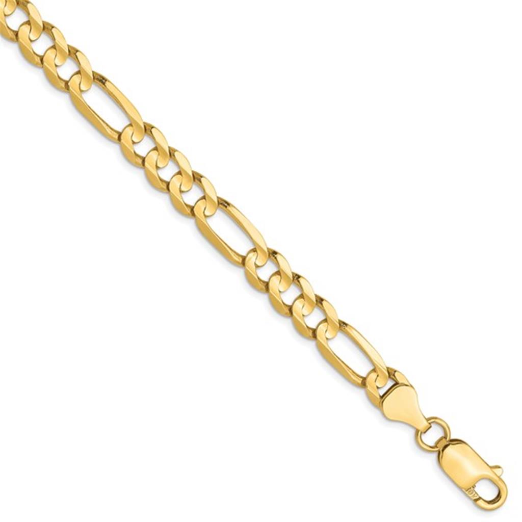 Figaro Link Bracelet Precious Metal 10 KT Yellow Color 8" Long