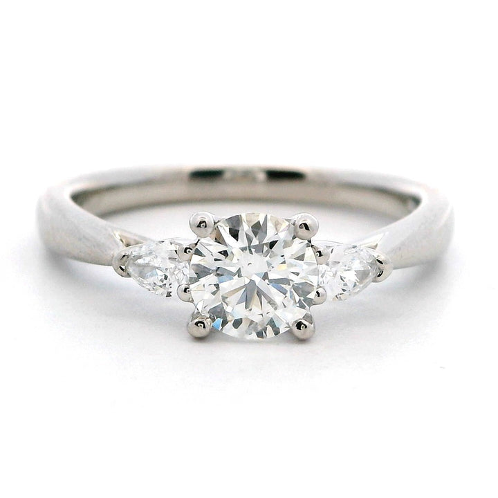 Three Stone Style Diamond Engagement RingPlatinum White