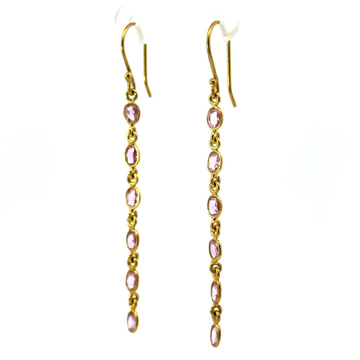 Earrings Precious Metal With Colored Stone Dangle Dangle Drop 18 Karat Gold Yellow With Sapphire