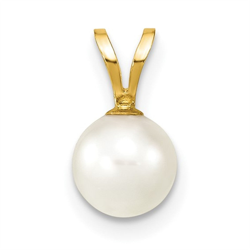Drop Pearl Pendant 14 Karat Yellow with Round Akoya Pearl