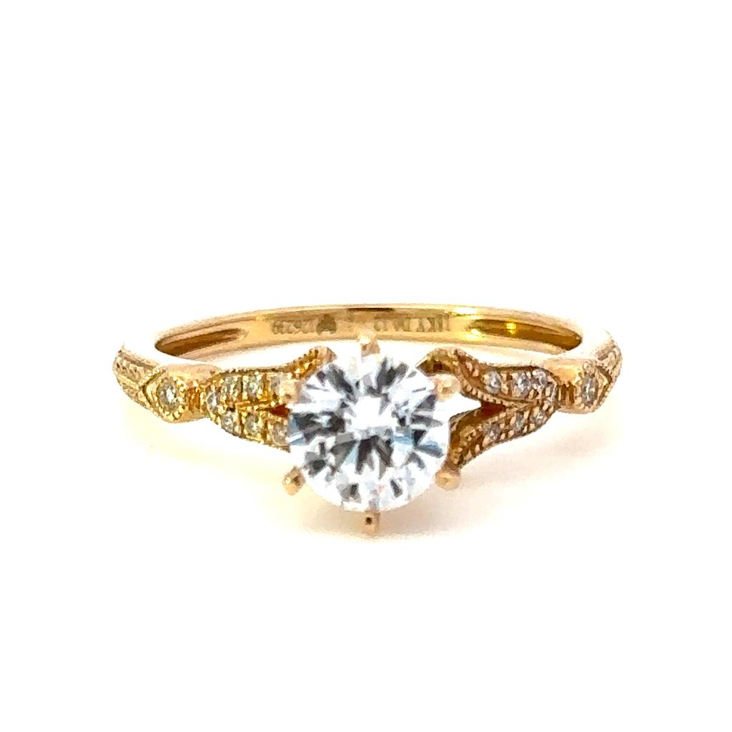 Vintage Style Diamond Engagement Ring 18 KT Yellow 
(Center Stone Not Included)
