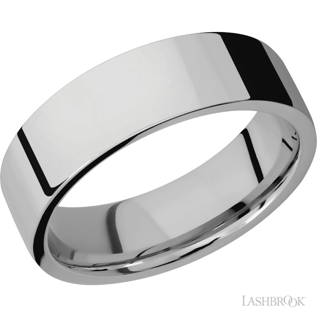 White Titanium Alternative Metal Ring 7mm wide Size 10