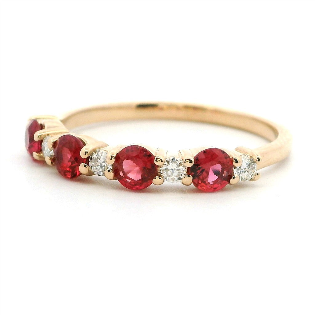 Stackable Style Colored Stone Ring 14 Karat Yellow with Rubies & Diamonds Accent size 6