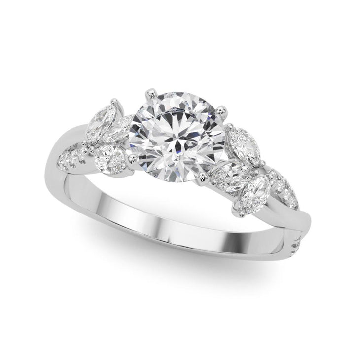 Contemporary Style Diamond Engagement Ring 14 Karat Gold White 
(Center Stone Not Included)