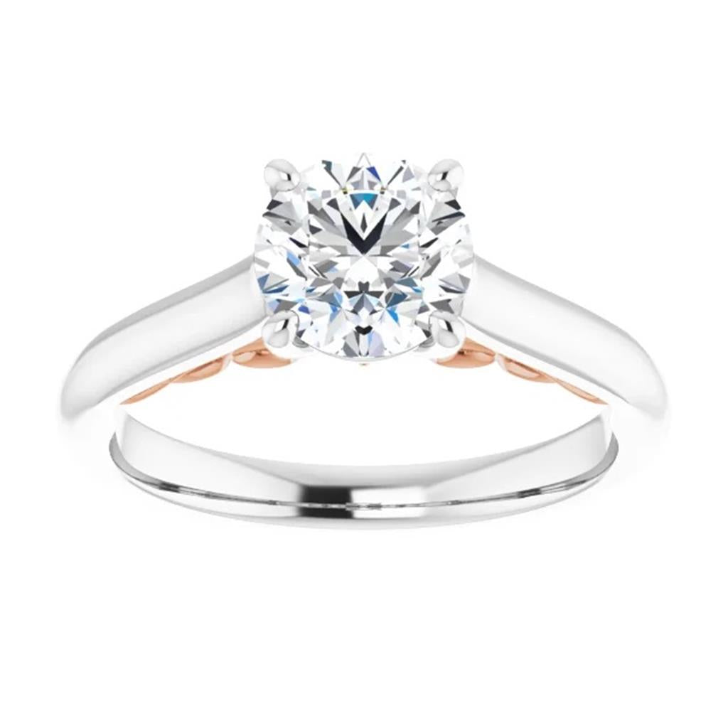 Solitare Style Diamond Engagement Ring 14 Karat Gold White & Rose 
(Center Stone Not Included)