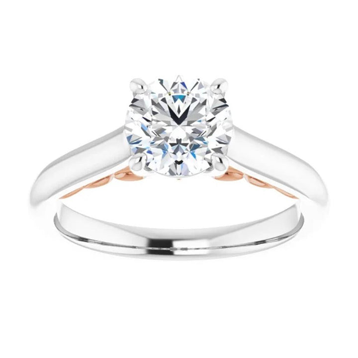 Solitare Style Diamond Engagement Ring 14 Karat Gold White & Rose 
(Center Stone Not Included)