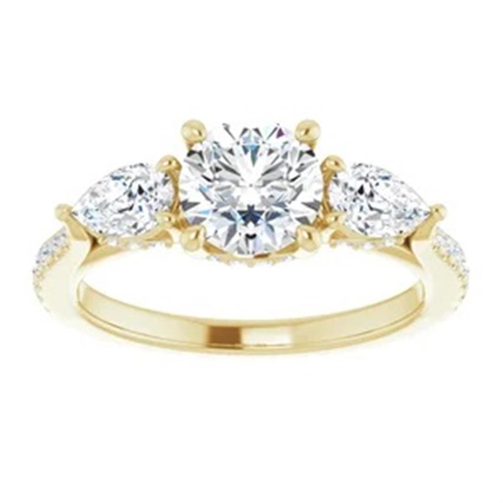 Three Stone Style Diamond Engagement Ring Alloy White 
(Center Stone Not Included)