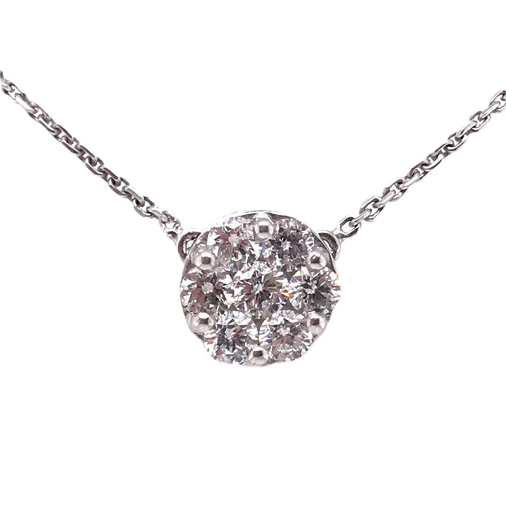 In Line Style Necklace 14 Karat White With Diamonds 16" Long