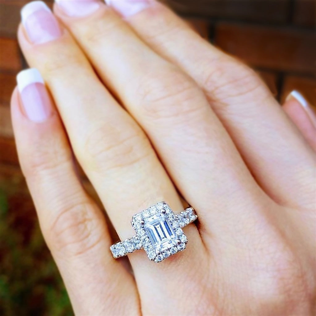 Halo Style Diamond Engagement Ring 14 Karat Gold White 
(Center Stone Not Included)