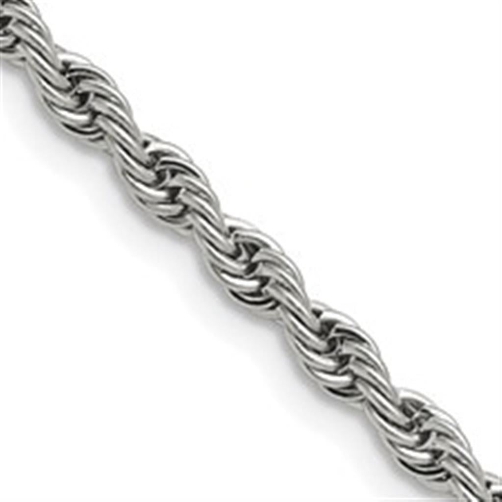 White Stainless Steel 4 MM Rope Chain 30" Long