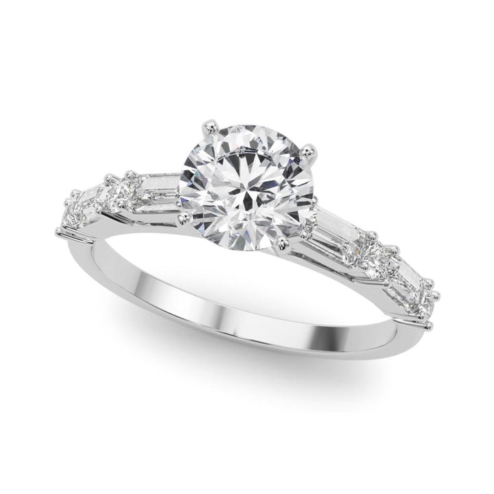 Contemporary Style Diamond Engagement Ring 14 Karat Gold White 
(Center Stone Not Included)