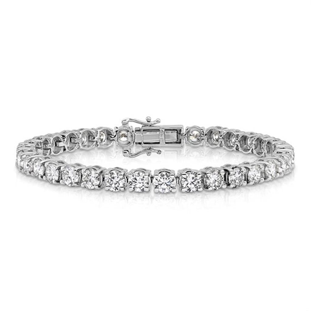 Tennis Bracelet Lab Grown Diamond 14 KT White With 10.00 tcw Round Lab Diamonds 7" Long