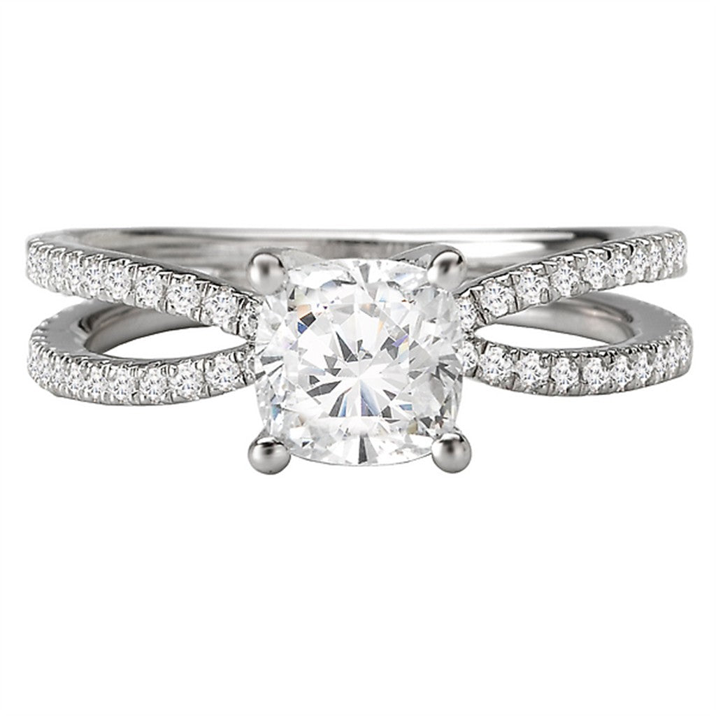 Contemporary Style Diamond Engagement Ring 14 Karat Gold White 
(Center Stone Not Included)