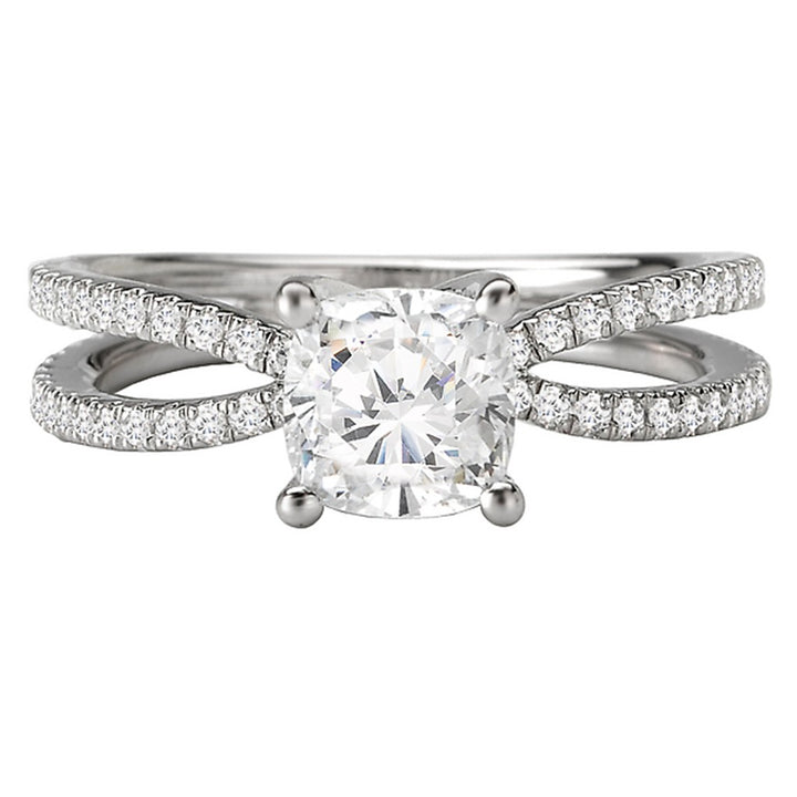 Contemporary Style Diamond Engagement Ring 14 Karat Gold White 
(Center Stone Not Included)