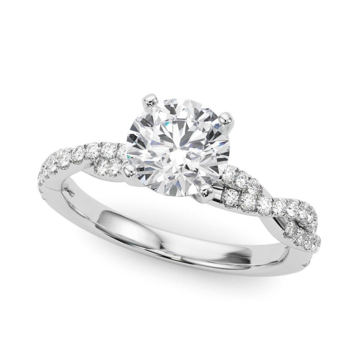 Contemporary Style Diamond Engagement Ring 14 Karat Gold White 
(Center Stone Not Included)