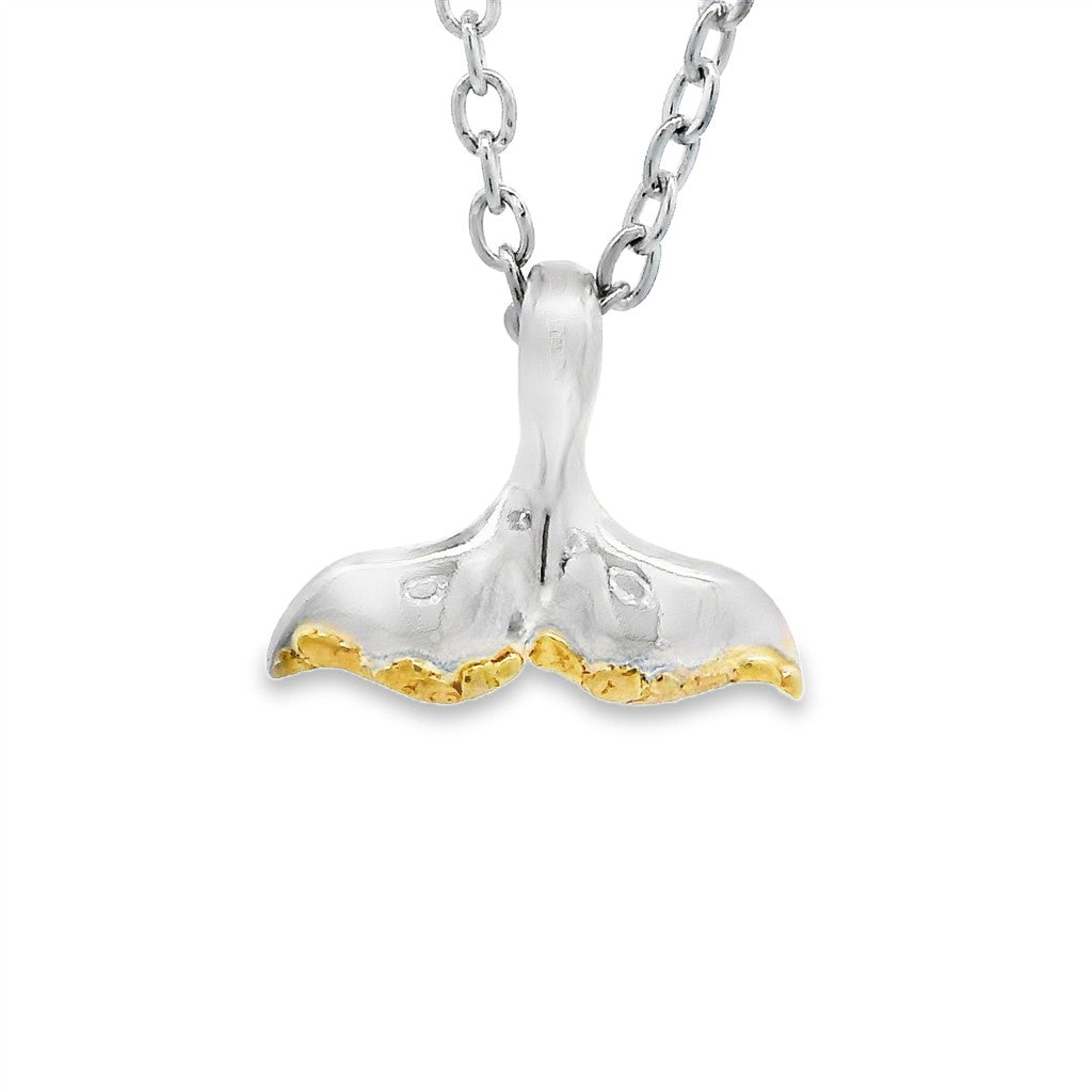 Free Form Style Whale Tail Pendant Sterling Silver