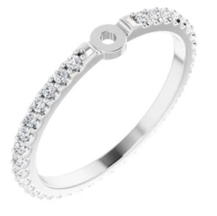 Solitare Accent Style Diamond Engagement Ring Alloy White 
(Center Stone Not Included)