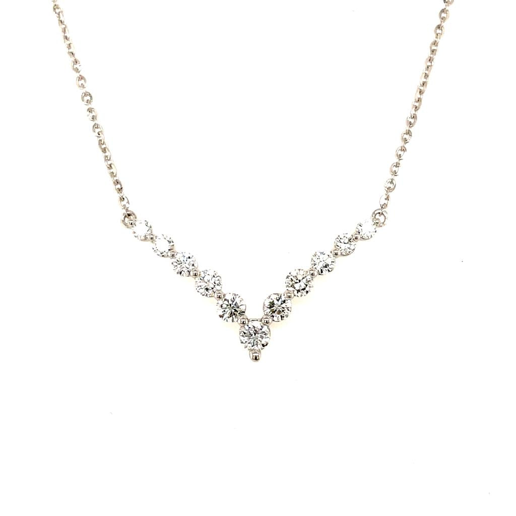 In Line Necklace Lab Diamond 14 KT White With Lab Diamonds 18" Long