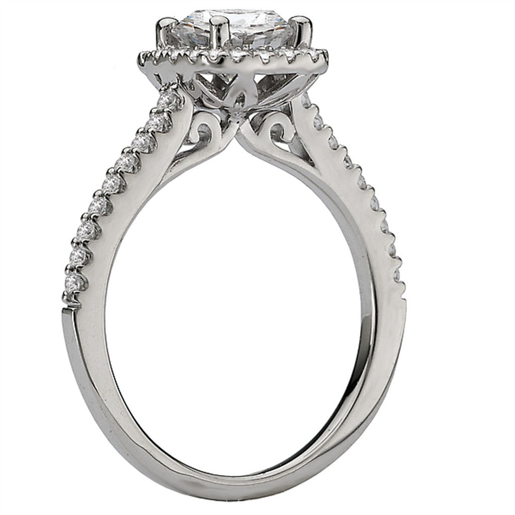 Halo Style Diamond Engagement Ring Sterling Silver White 
(Center Stone Not Included)