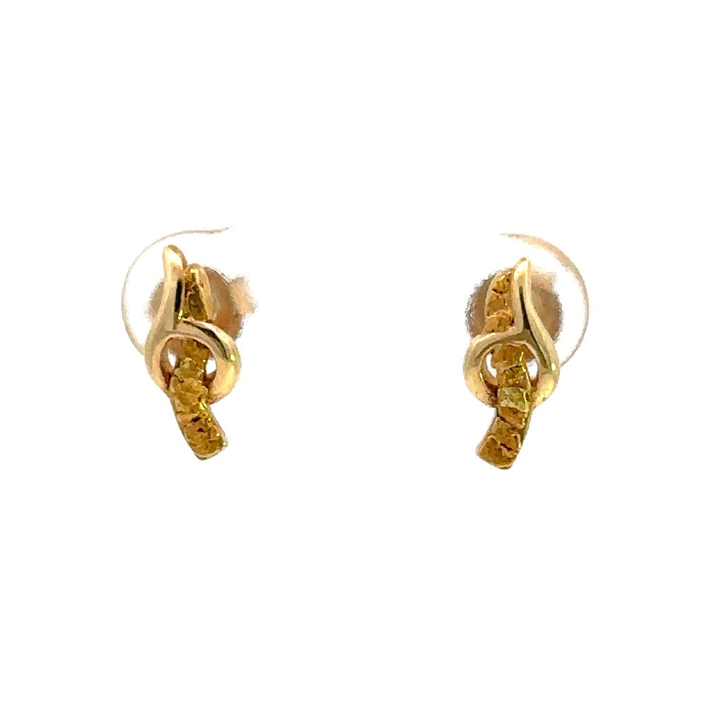 Earrings Studs 14 Karat Gold & Alaskan Gold Nugget