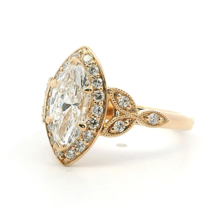 Lab Diamond Halo Lab Diamond Engagement Ring 14 Karat Yellow 1.56 Carat Total Weight
