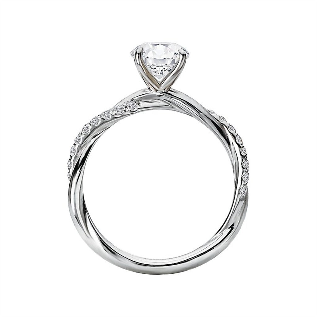 Solitare Accent Style Diamond Engagement Ring Platinum White 
(Center Stone Not Included)
