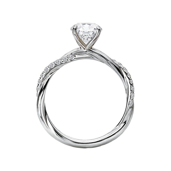 Solitare Accent Style Diamond Engagement Ring Platinum White 
(Center Stone Not Included)