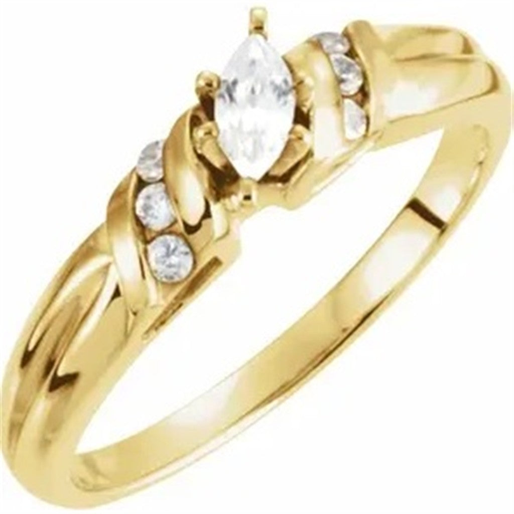 Contemporary Style Diamond Engagement RingBase Metal Yellow