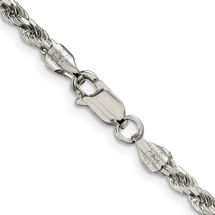 White Sterling Silver 3 MM Rope Chain 20" Long