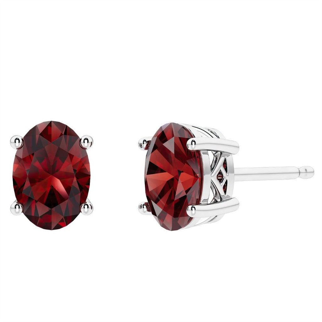 Garnet Mozambiques Studs Sterling Silver Post Earrings With Colored Stone Sterling Silver Silver 2.00 Carat Total Weight