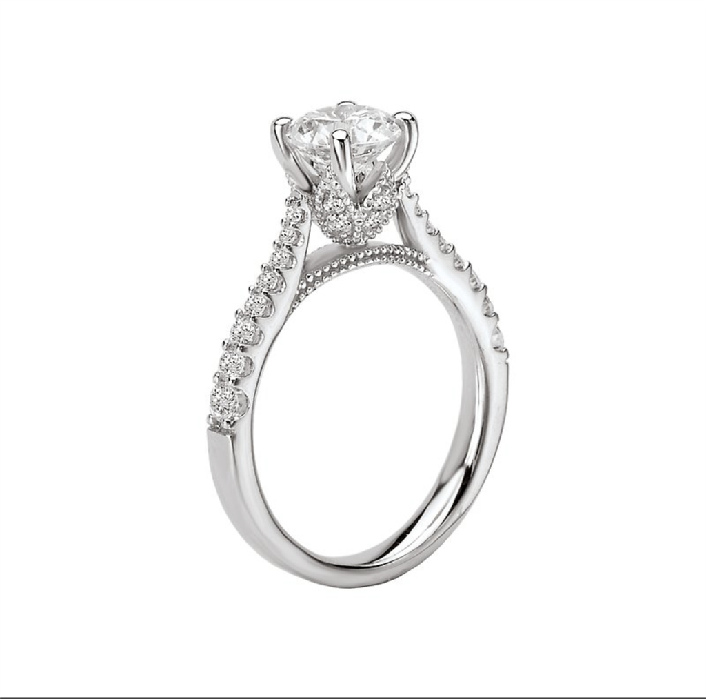 Solitare Accent Style Diamond Engagement Ring Sterling Silver White 
(Center Stone Not Included)