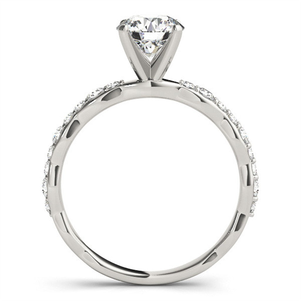 Contemporary Style Diamond Engagement Ring 14 Karat Gold White 
(Center Stone Not Included)