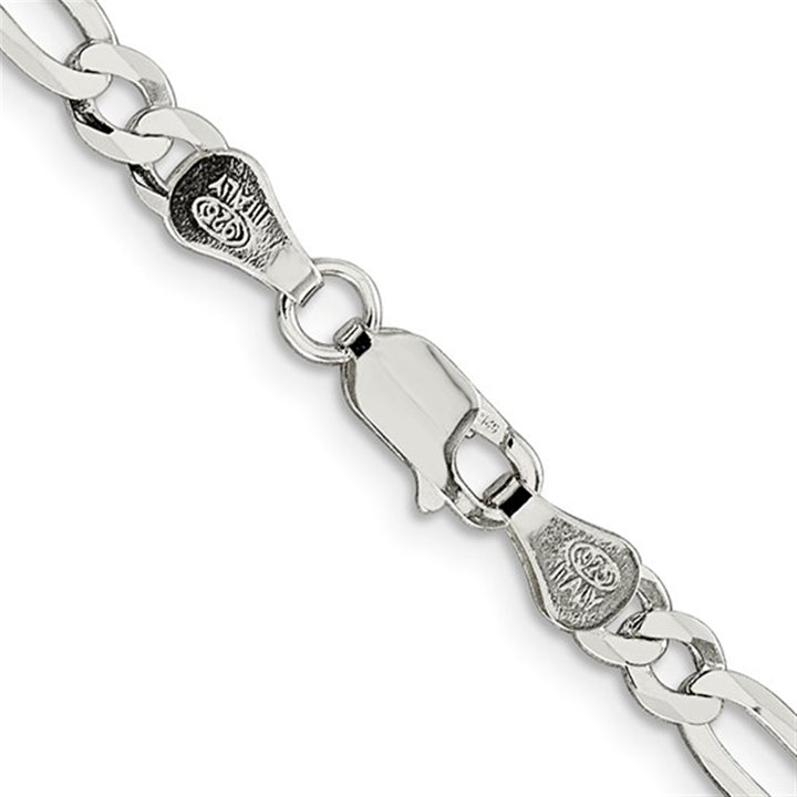 White Sterling Silver 4.5 MM Figaro Chain 24" Long