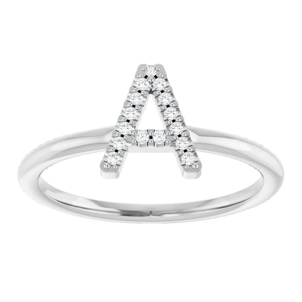 Stack-Able Style Fashion Ring 14 Karat Gold White with Diamonds size 7