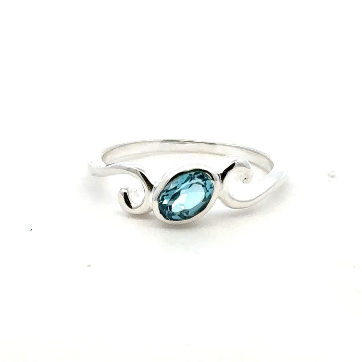 Solitare Style Rings Silver with Stones Sterling Silver White with Topaz size 7